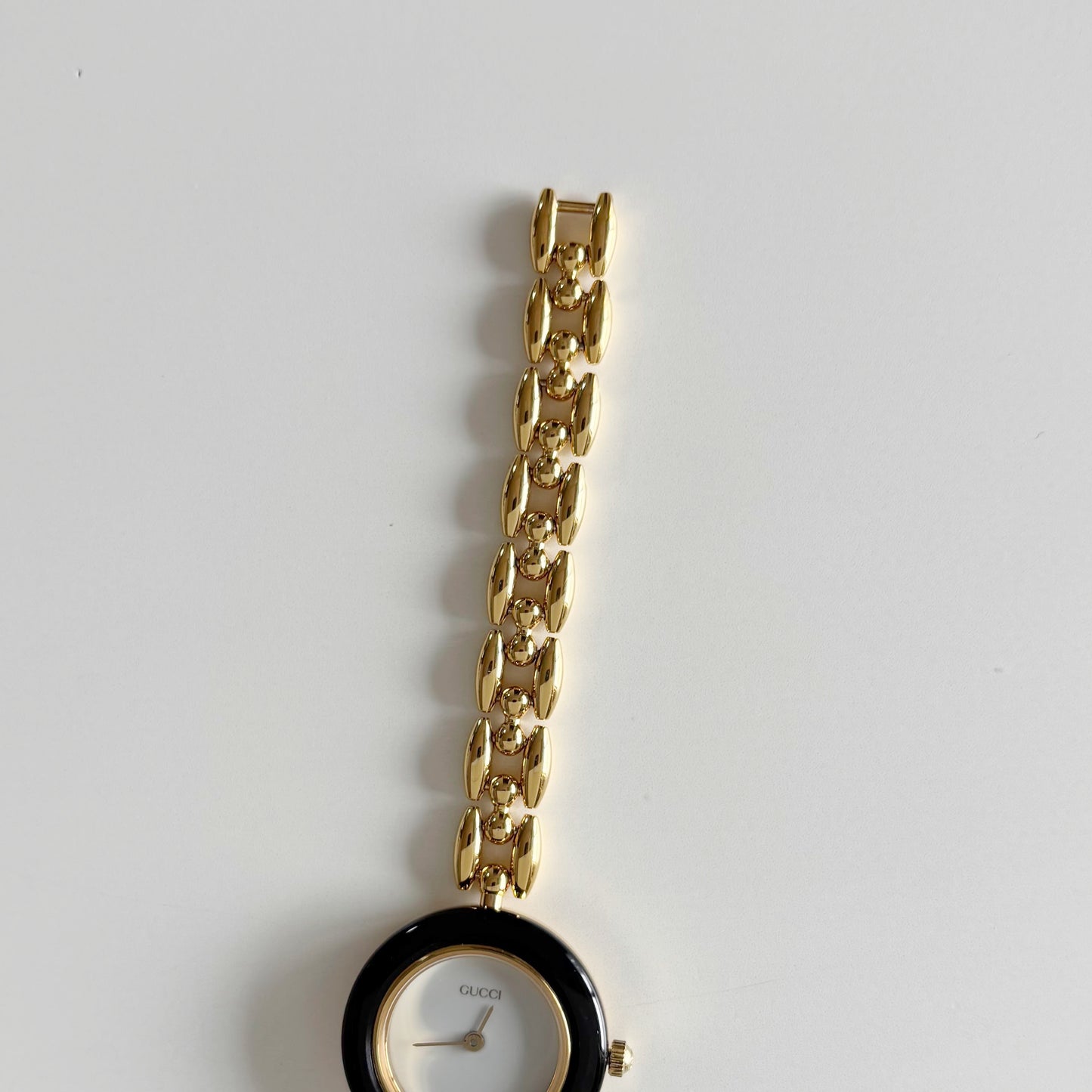 Gucci 1990s Interchangeable Bezel Gold Plated Rice Chain Watch with 6 bezels, case (160mm)