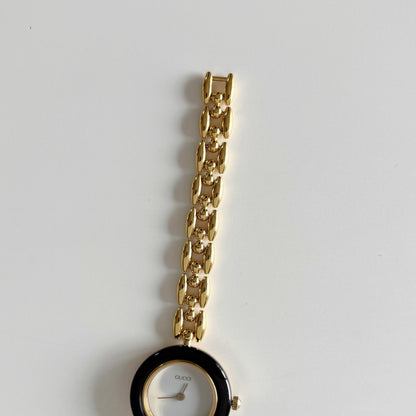 Gucci 1990s Interchangeable Bezel Gold Plated Rice Chain Watch with 6 bezels, case (160mm)