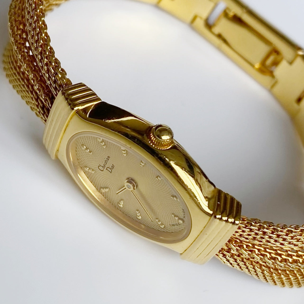 Dior 1990s Oval Dial Gold Plated Watch