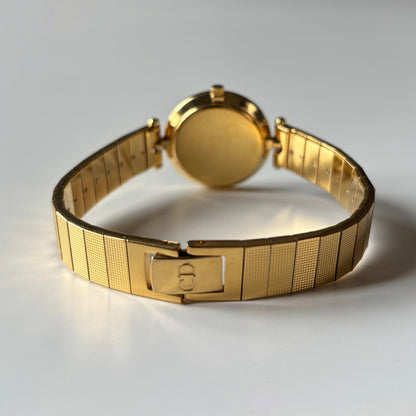 Dior 1990s Round Dial Gold Plated Watch