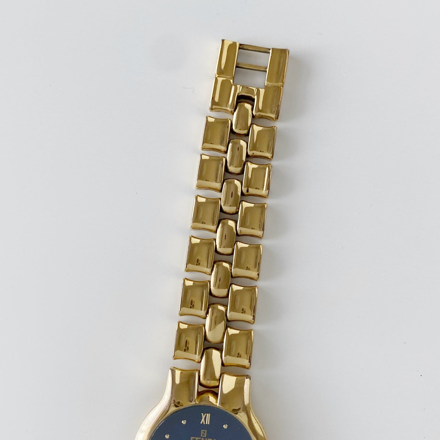 Fendi 1990s Navy Dial Gold Plated Watch