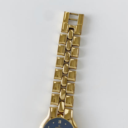 Fendi 1990s Navy Dial Gold Plated Watch