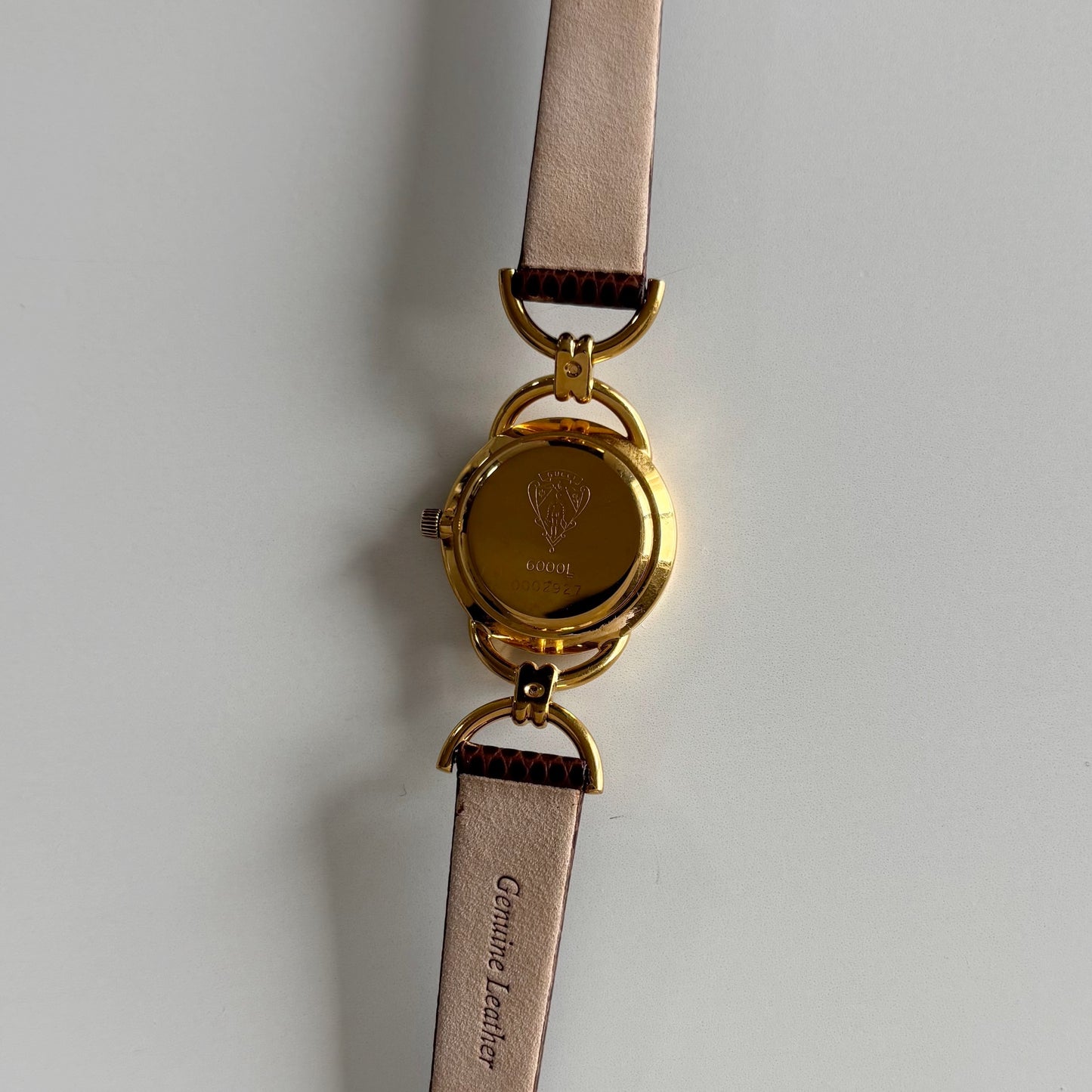 Gucci 1990s Gold Dial Gold Plated Horsebit Watch