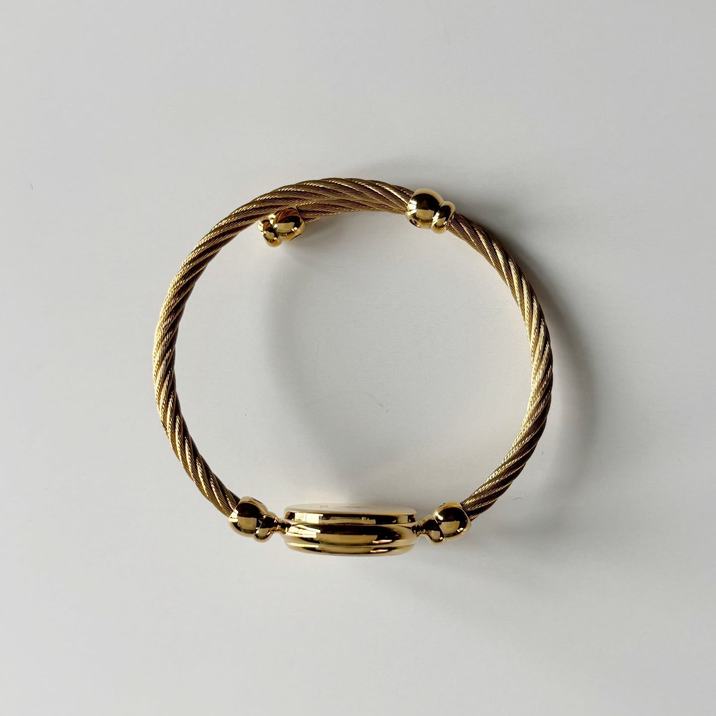Gucci 1990s Black Dial Gold Plated Cable Bangle Watch