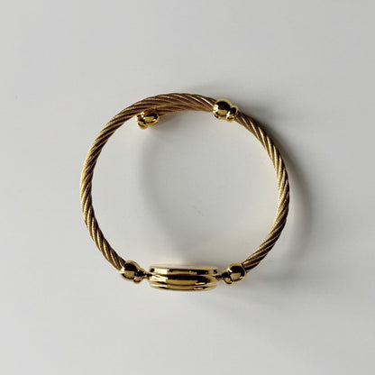 Gucci 1990s Black Dial Gold Plated Cable Bangle Watch