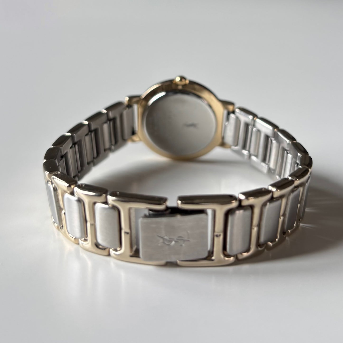 Yves Saint Laurent 1990s Black Round Dial Two Tone Watch