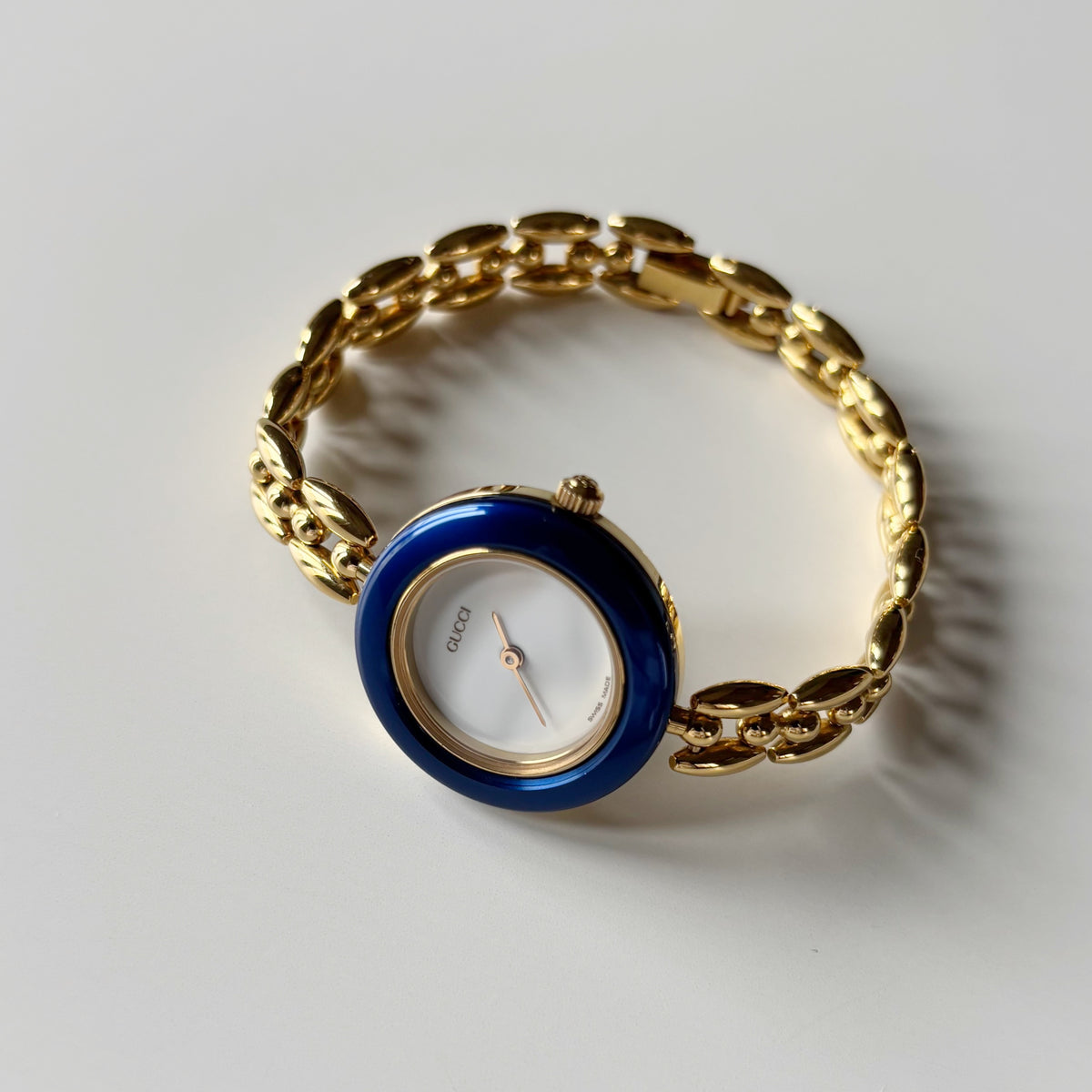 Gucci 1990s Interchangeable Bezel Gold Plated Rice Chain Watch with 6 bezels, case (160mm)