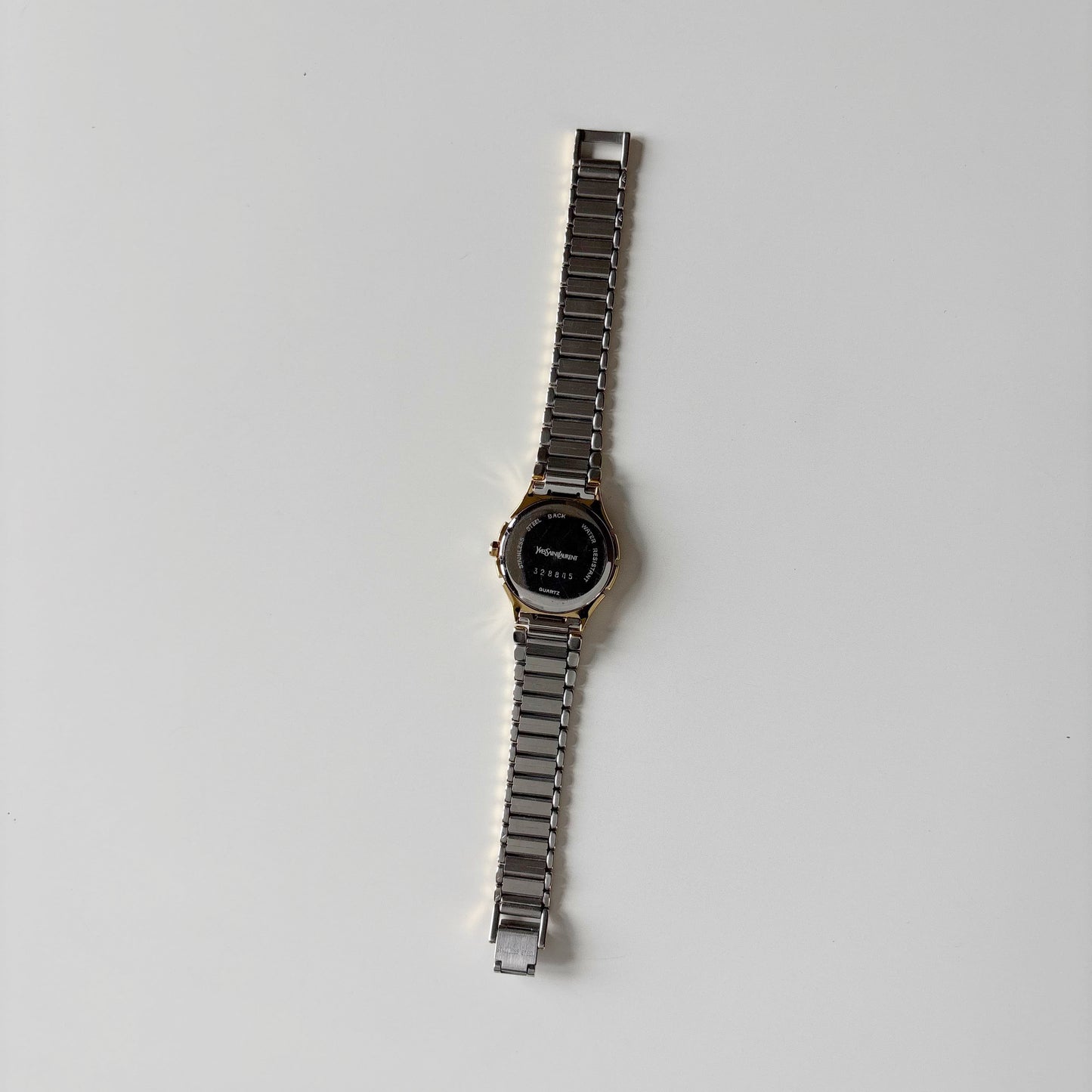 Yves Saint Laurent 1990s Navy Round Dial Two Tone Gold Plated Watch