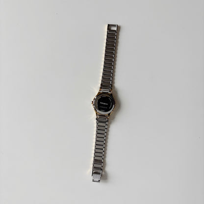 Yves Saint Laurent 1990s Navy Round Dial Two Tone Gold Plated Watch