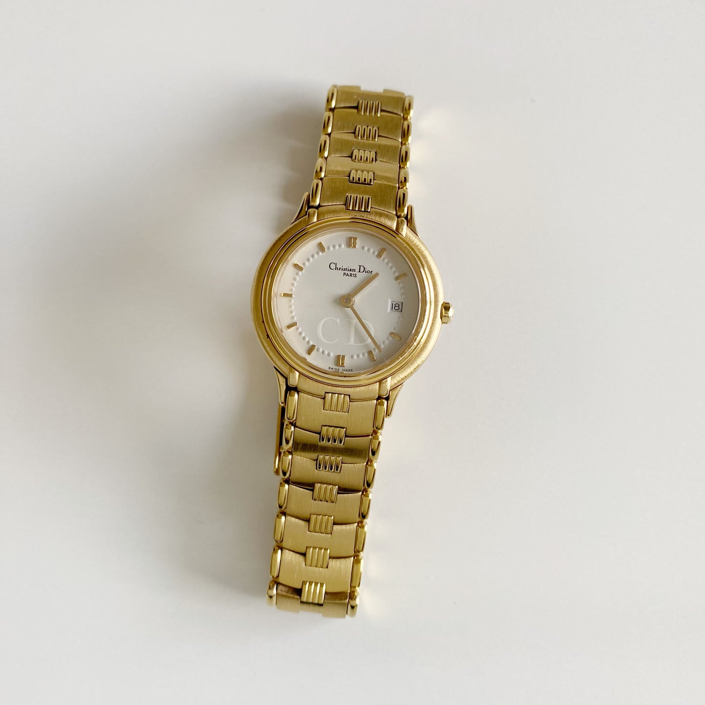 Dior 1990s Round Dial Gold Plated Watch