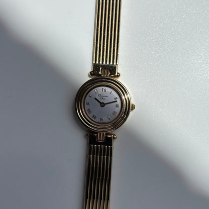 Dior 1990s Round Dial Gold Plated Watch