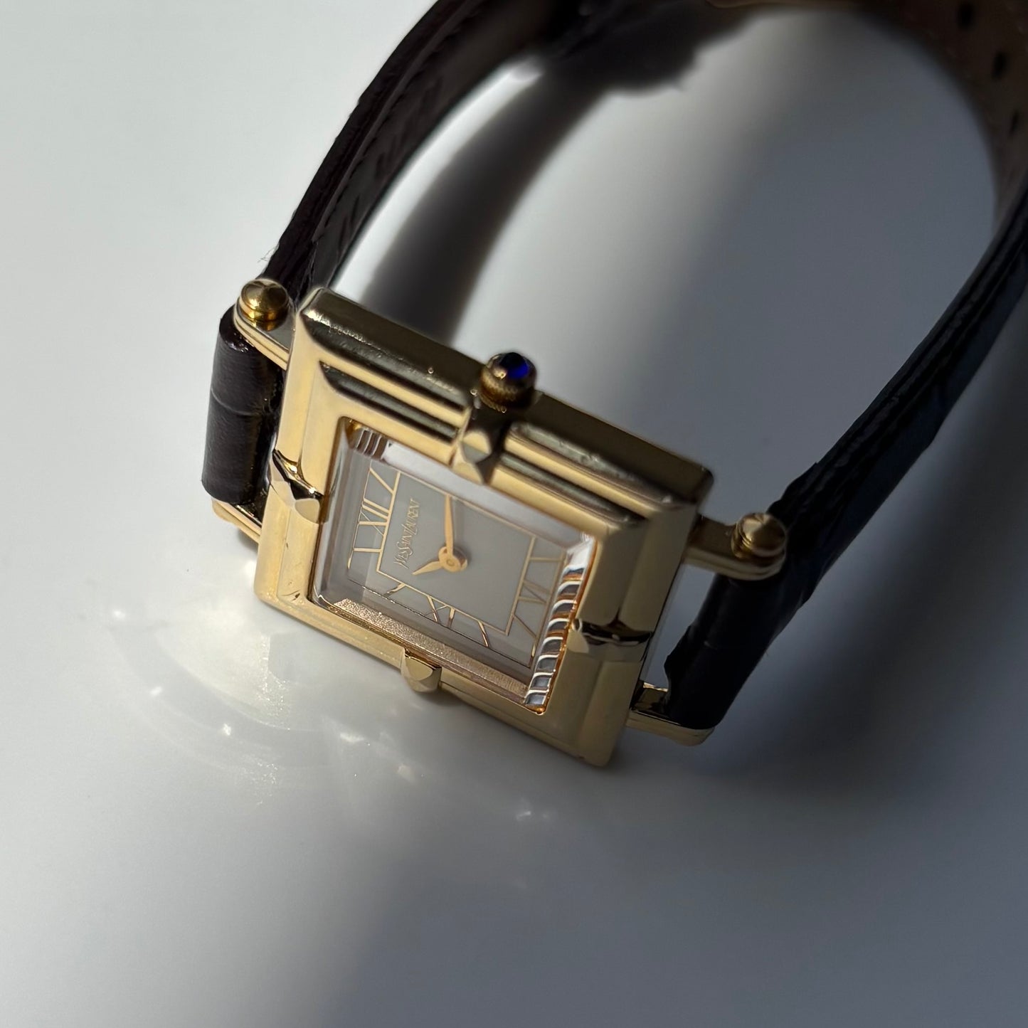 Yves Saint Laurent 1990s Square Dial Gold Plated Watch