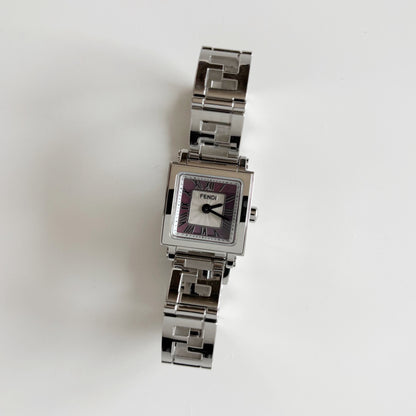 Fendi 1990s Seashell Square Dial Stainless steel Watch
