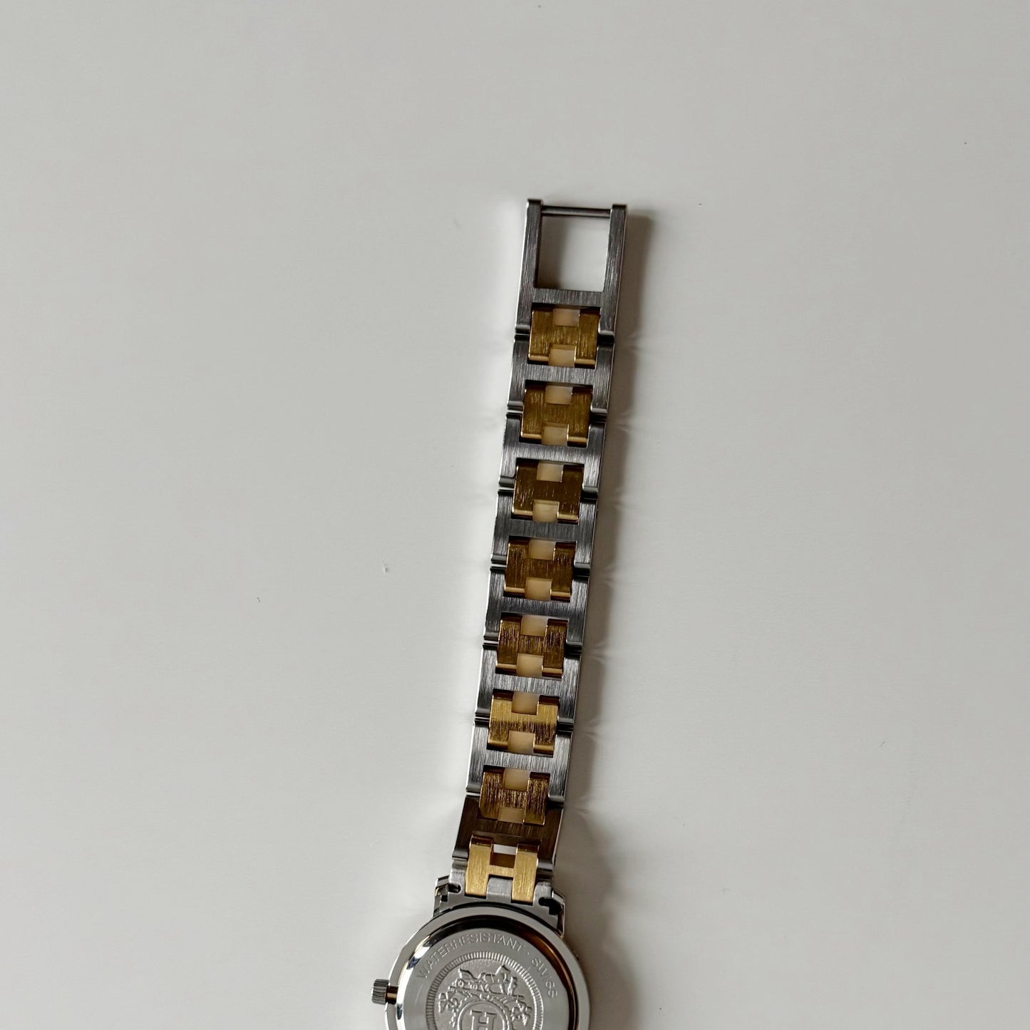 Hermes Early 2000s Clipper White Round Dial Two Tone Watch