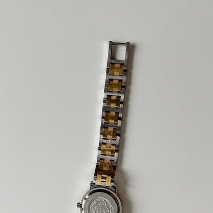 Hermes Early 2000s Clipper White Round Dial Two Tone Watch