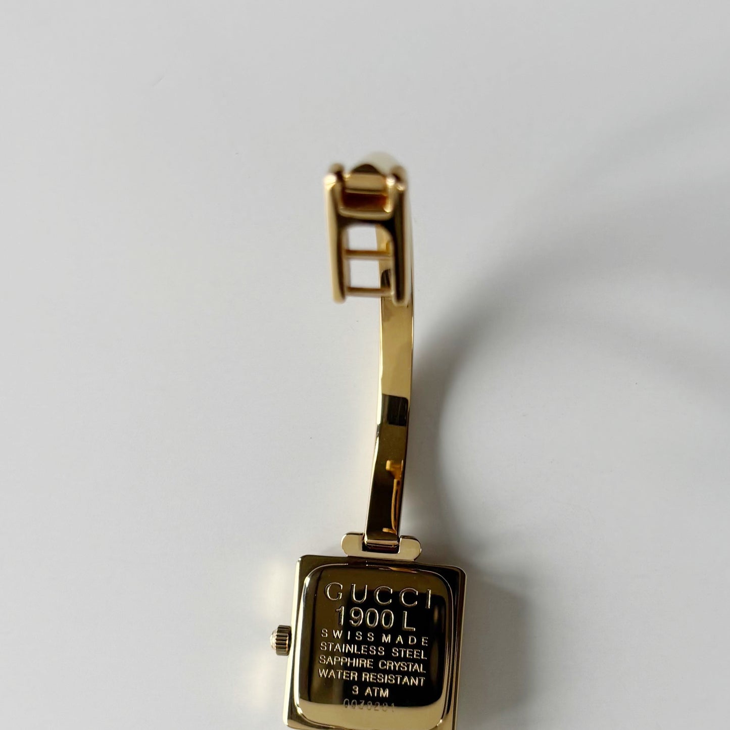 Gucci 1990s Square Dial Gold Plated Bangle Watch