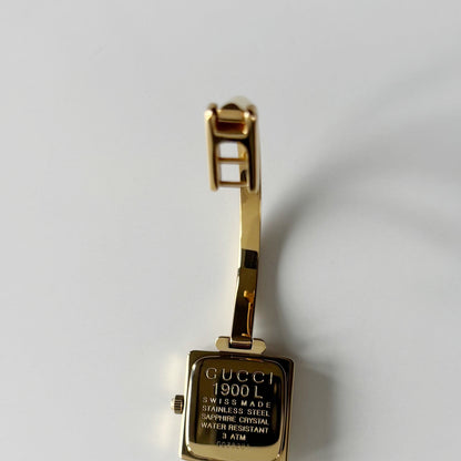 Gucci 1990s Square Dial Gold Plated Bangle Watch