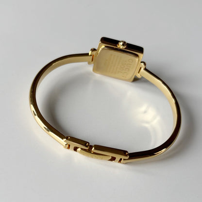 Gucci 1990s Square Dial Gold Plated Bangle Watch