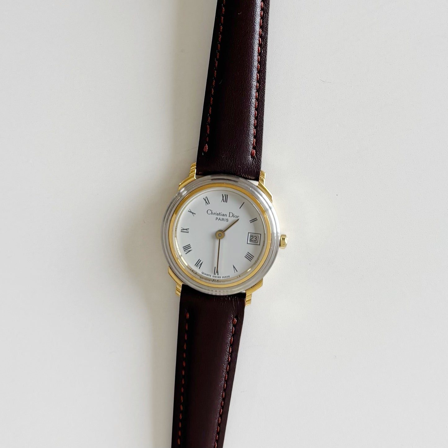 Dior 1990s Round Dial Date Two Tone Watch