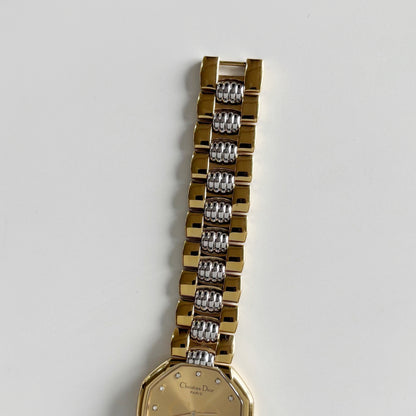 Dior 1990s Octagon Date Two Tone Gold Plated Watch (Large)
