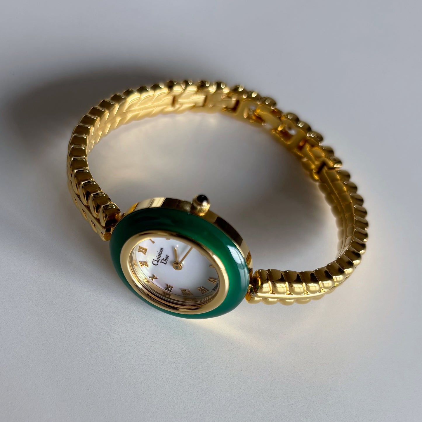 Dior 1990s Interchangeable Bezel Gold Plated Watch with 3 bezels