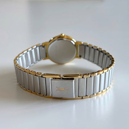 Yves Saint Laurent 1990s Round Dial Two Tone Watch