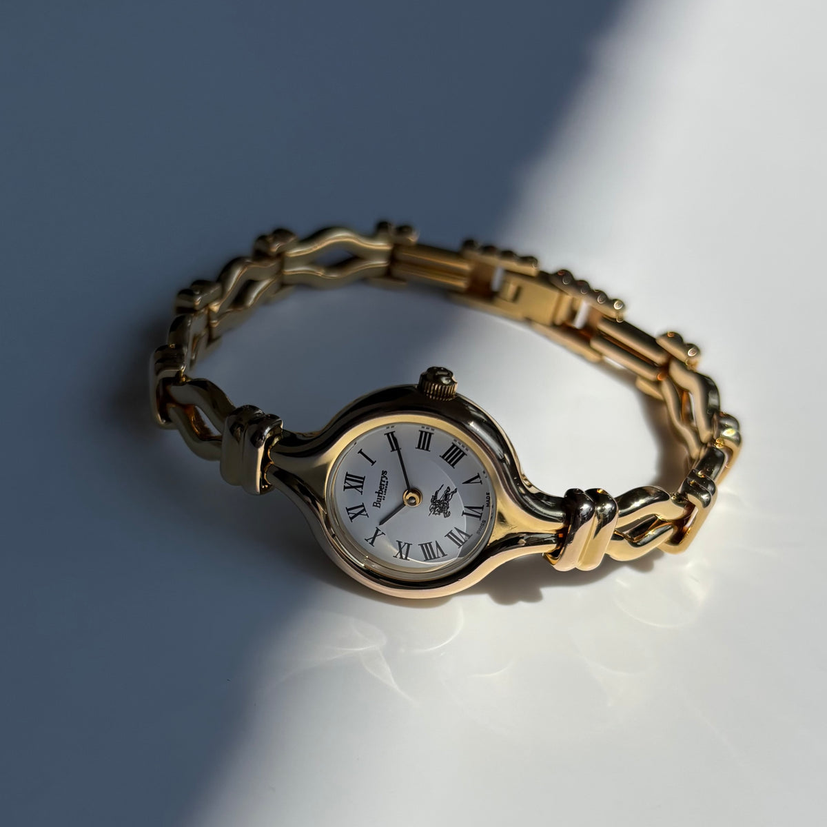 Burberry 1990s Round Dial Gold Plated Watch