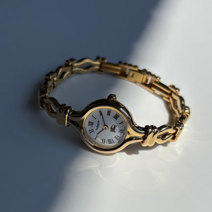 Burberry 1990s Round Dial Gold Plated Watch