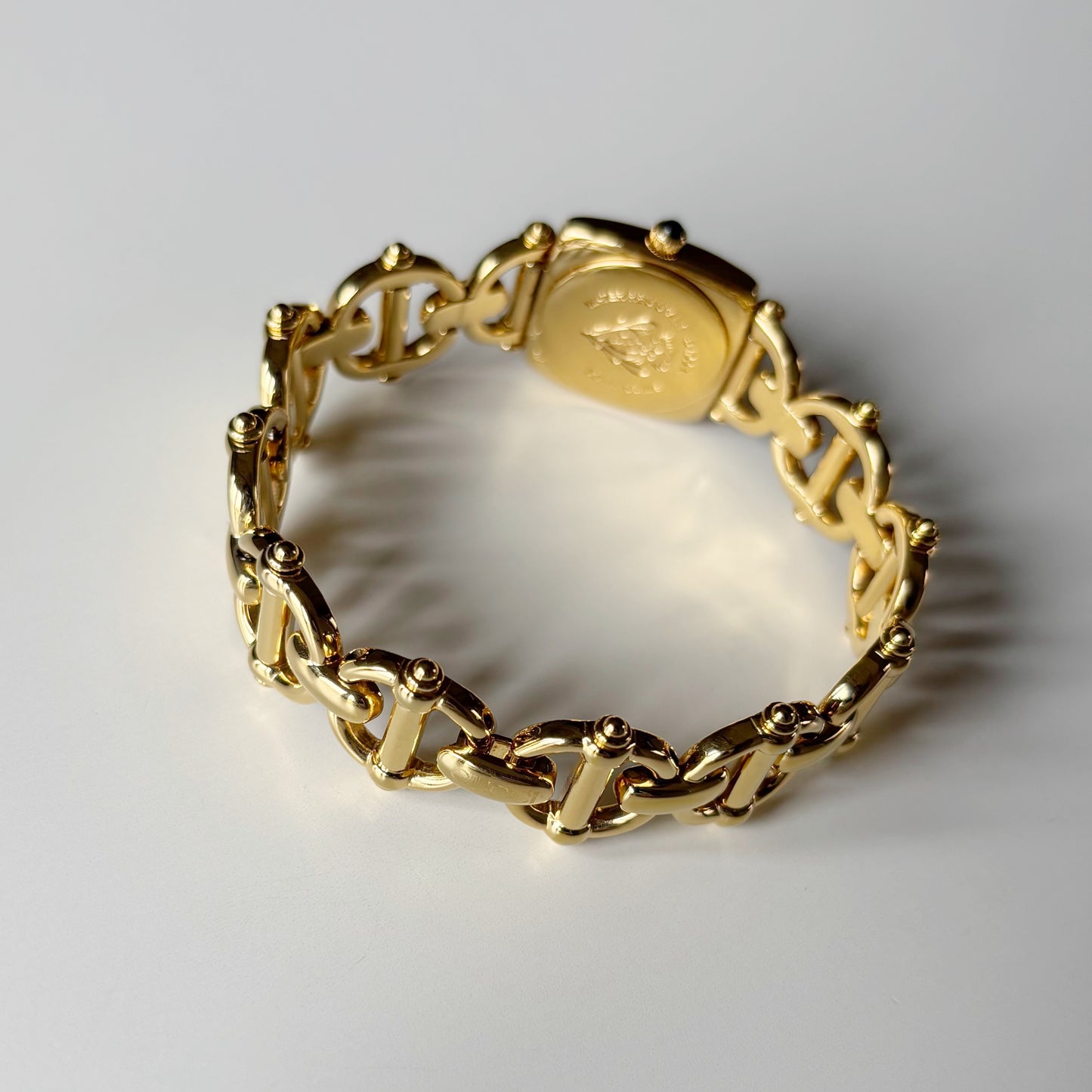 Gucci 1990s Seashell Dial Horsebit Gold Plated Watch