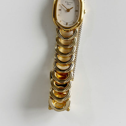 Dior 1990s Oval Gold Plated Watch