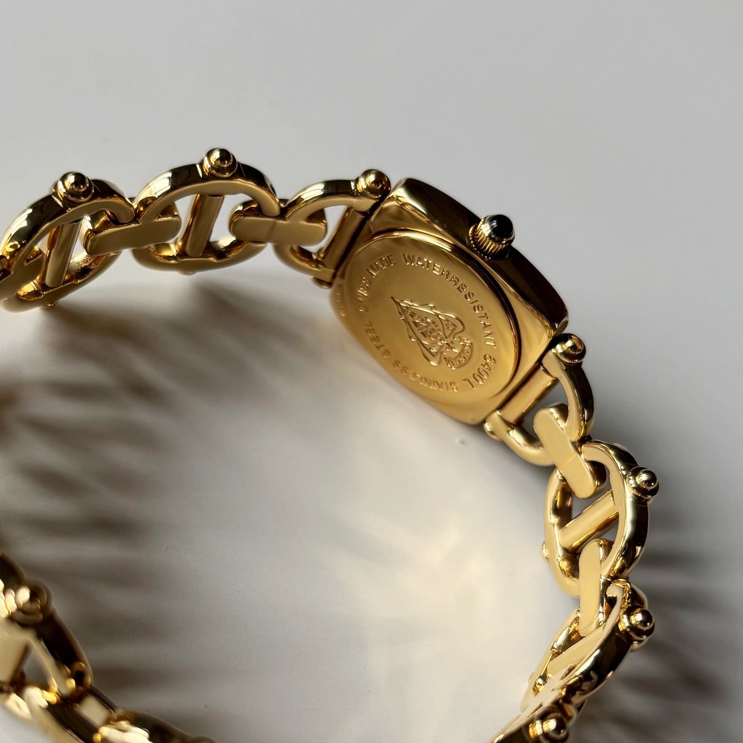 Gucci 1990s Seashell Dial Gold Plated Horsebit Watch