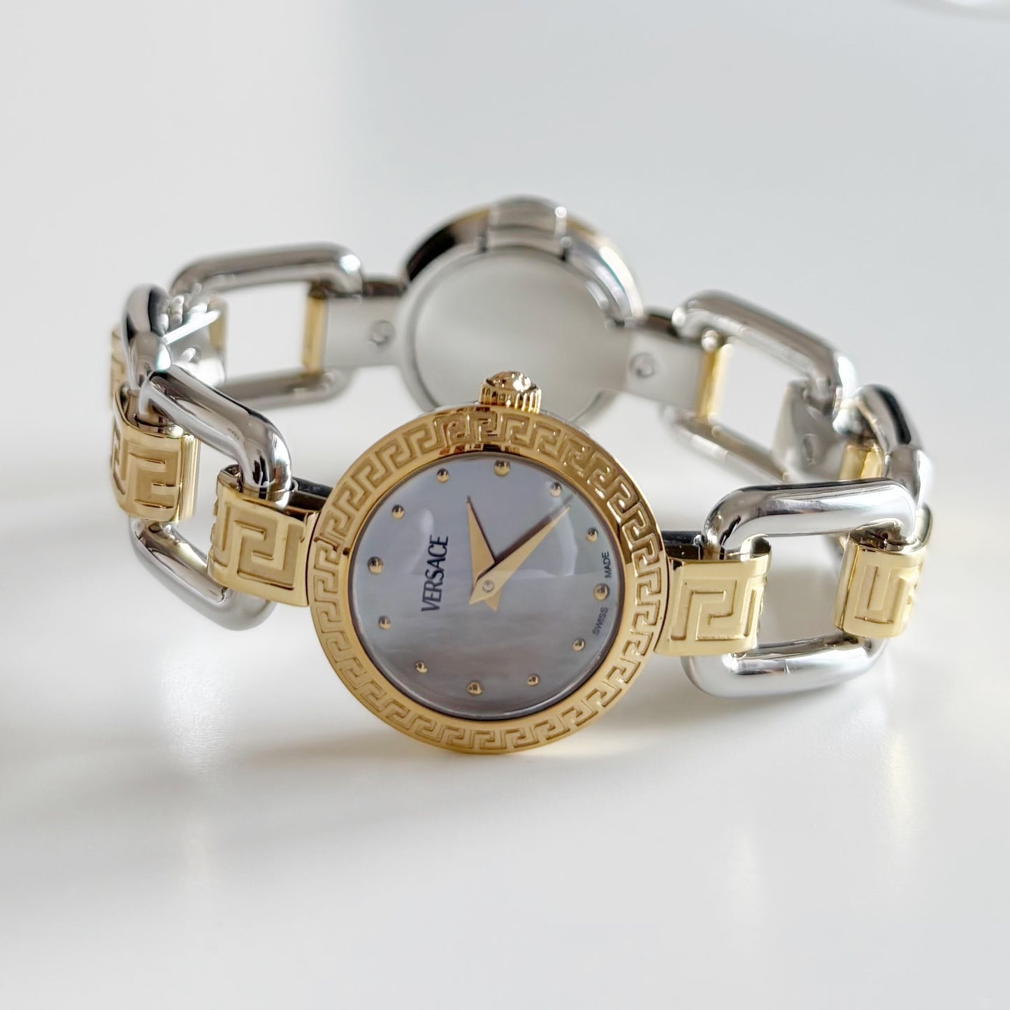 Versace Early 2000s Seashell Dial Two Tone Watch