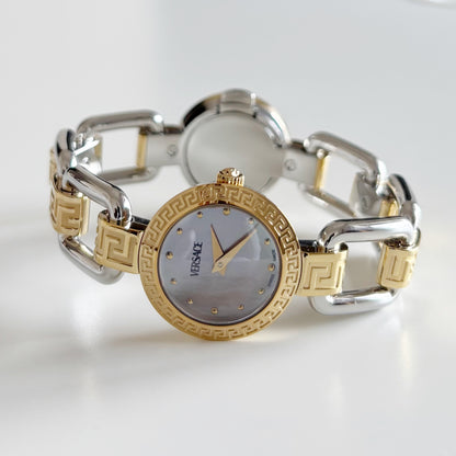 Versace Early 2000s Seashell Dial Two Tone Watch