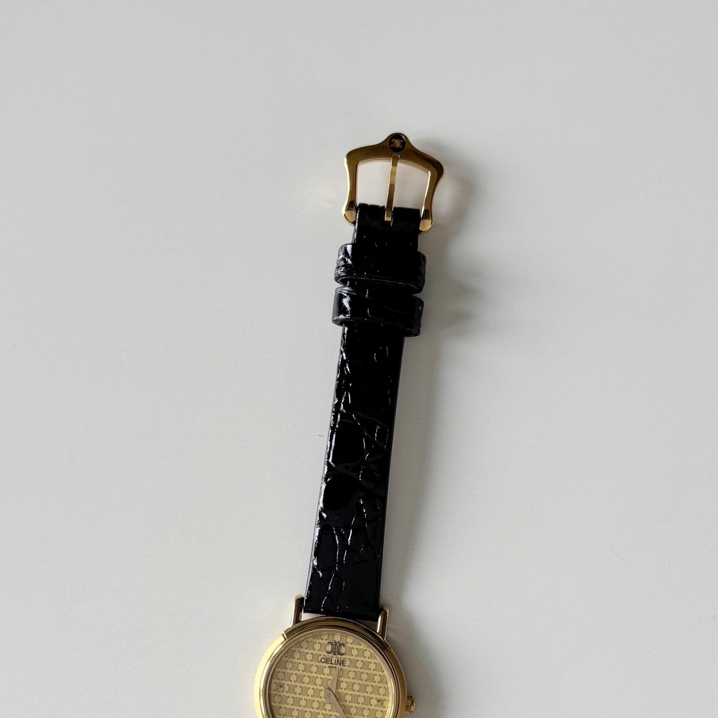 Celine 1990s Round Dial Gold Plated Watch