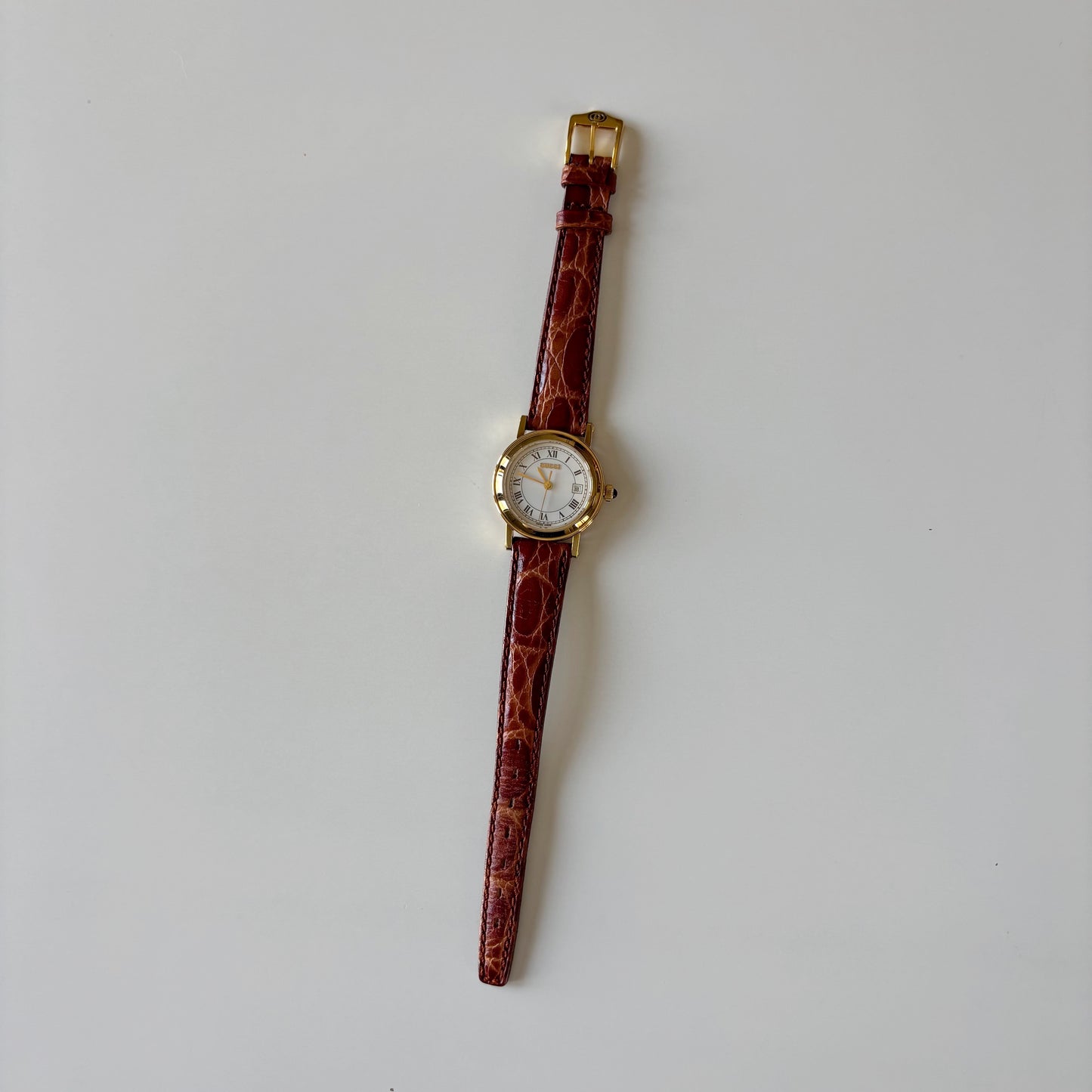 Gucci 1990s Date Round Dial Gold Plated Watch