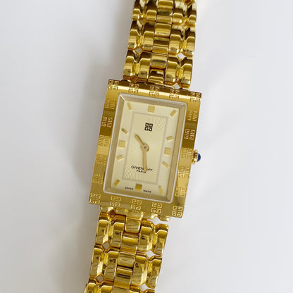 Givenchy 1990s Rectangular Gold Plated Watch