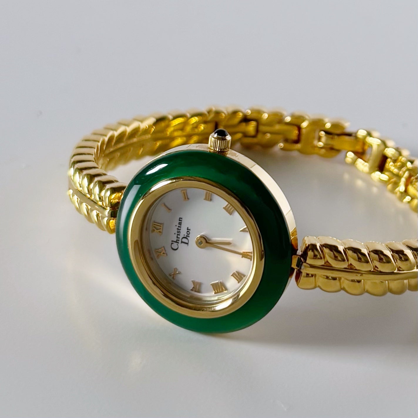 Dior 1990s Interchangeable Bezel Gold Plated Watch with 3 bezels