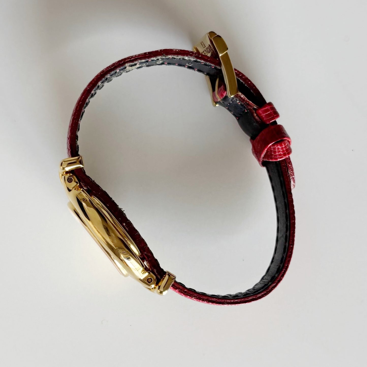 Fendi 1990s Interchangeable Belt Gold Plated Watch with 5 straps, case