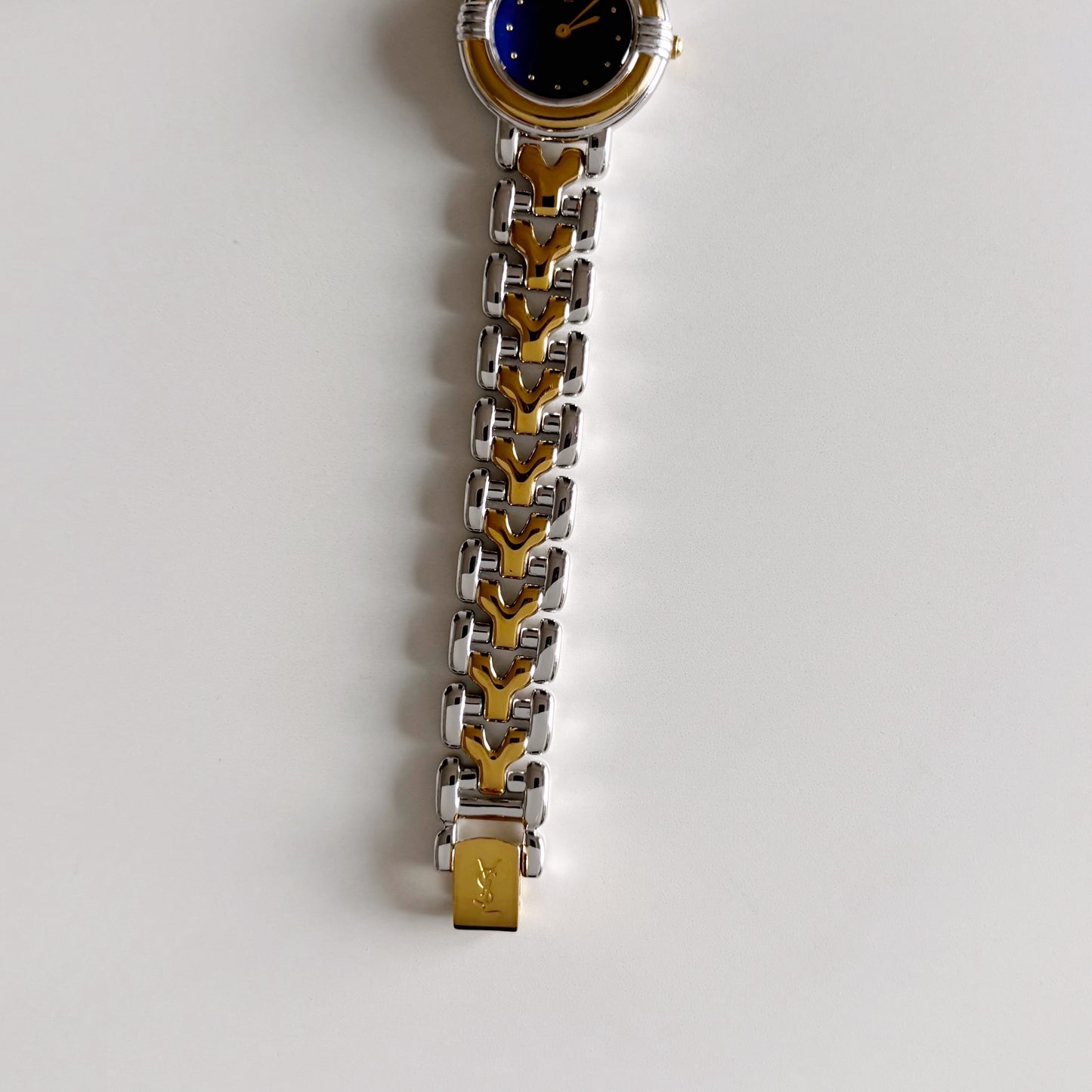 Yves Saint Laurent 1990s Round Dial Two Tone Watch