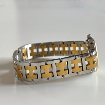 Hermes 1990s Clipper Date Two Tone Watch