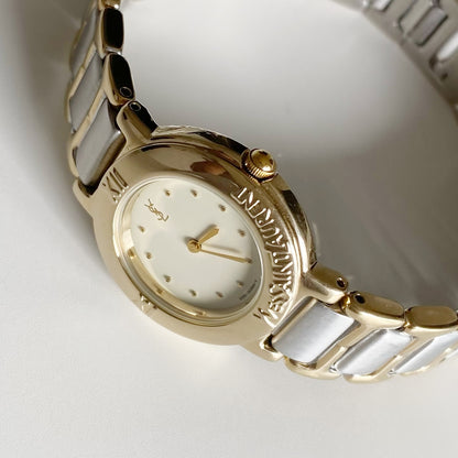 Yves Saint Laurent Round Dial Two Tone Watch