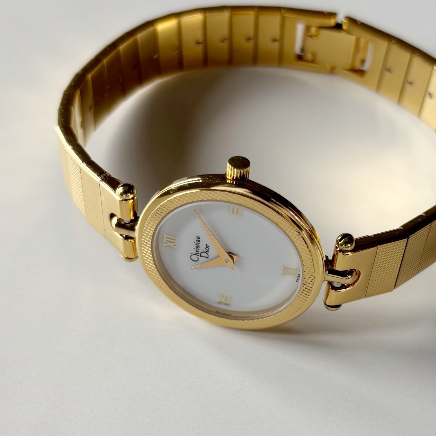 Dior 1990s Round Dial Gold Plated Watch