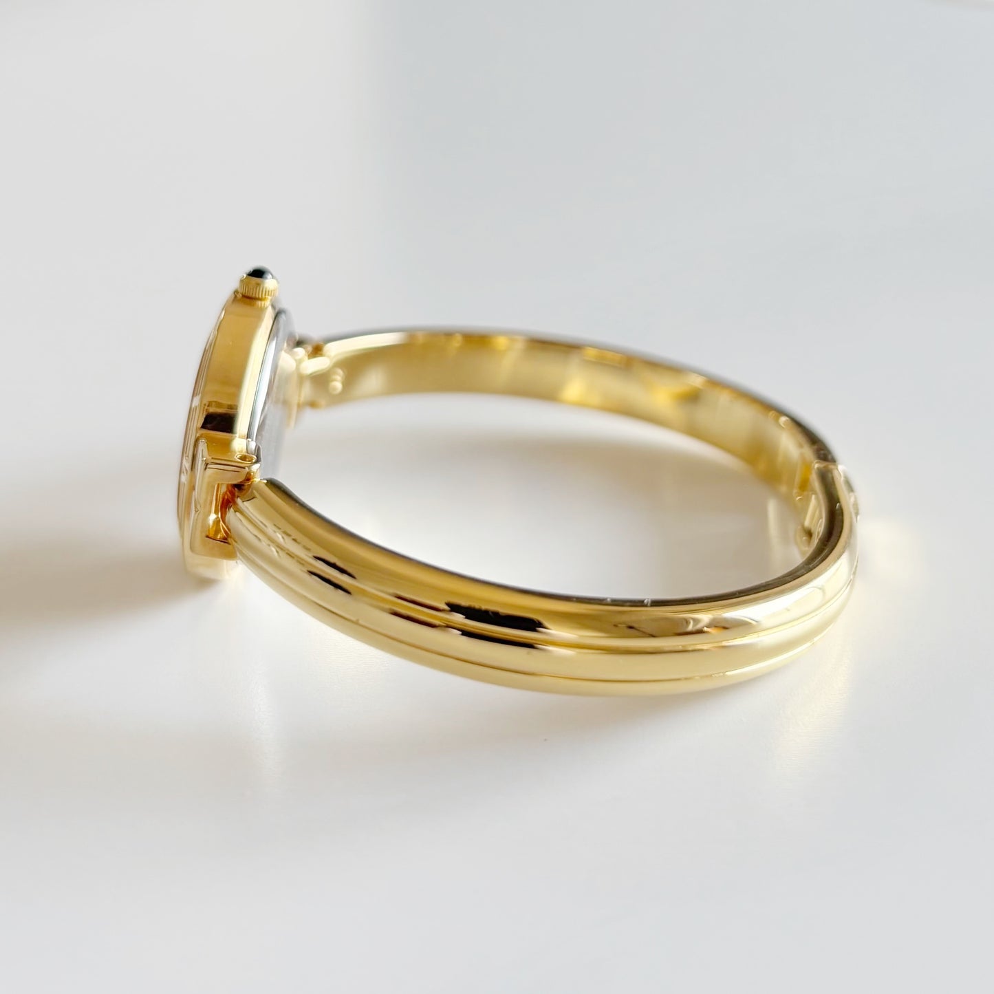 Yves Saint Laurent 1990s Seashell Dial Gold Plated Bangle Watch (Small)