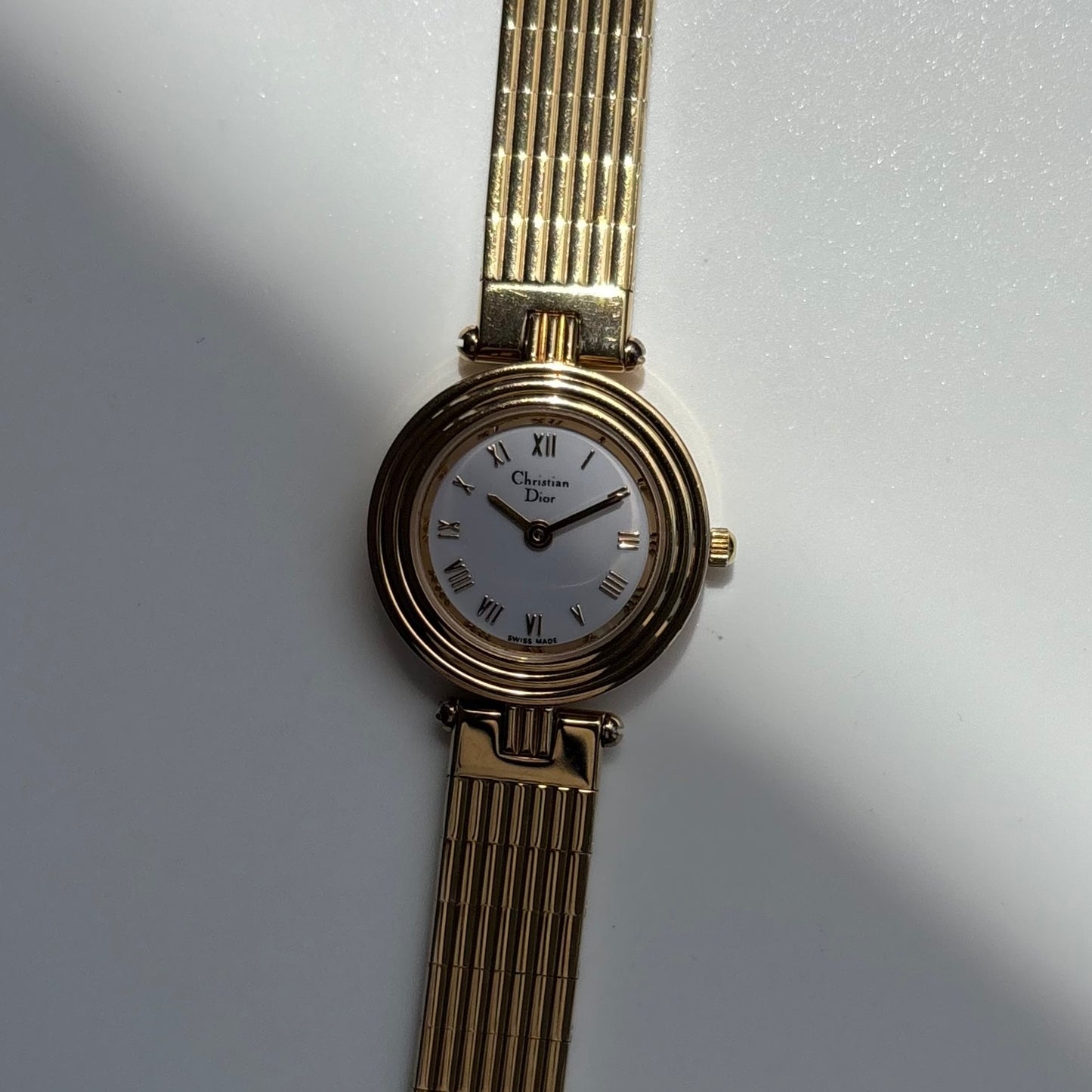 Dior 1990s Round Dial Gold Plated Watch