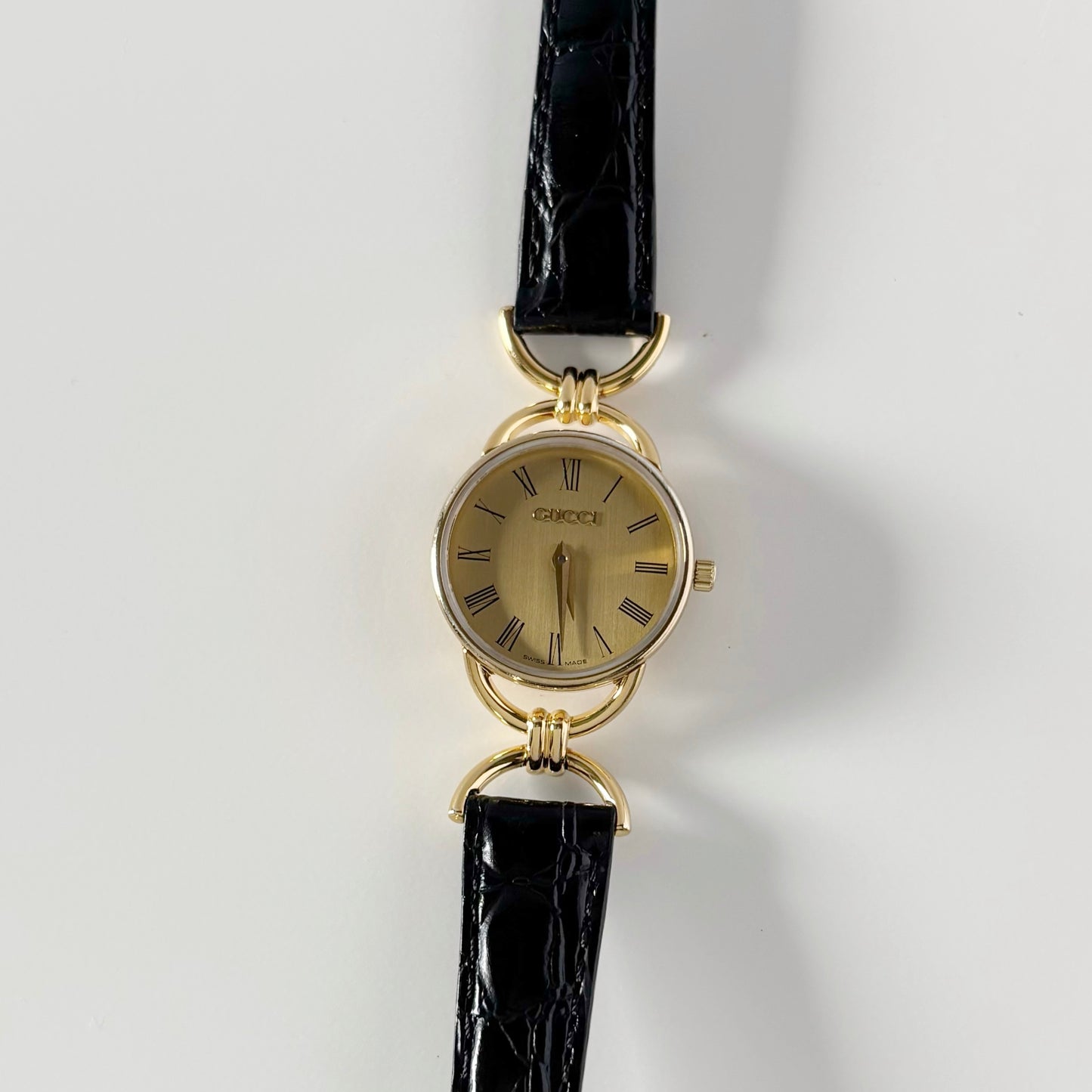 Gucci 1990s Gold Dial Horsebit Gold Plated Watch