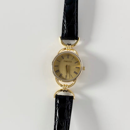 Gucci 1990s Gold Dial Horsebit Gold Plated Watch