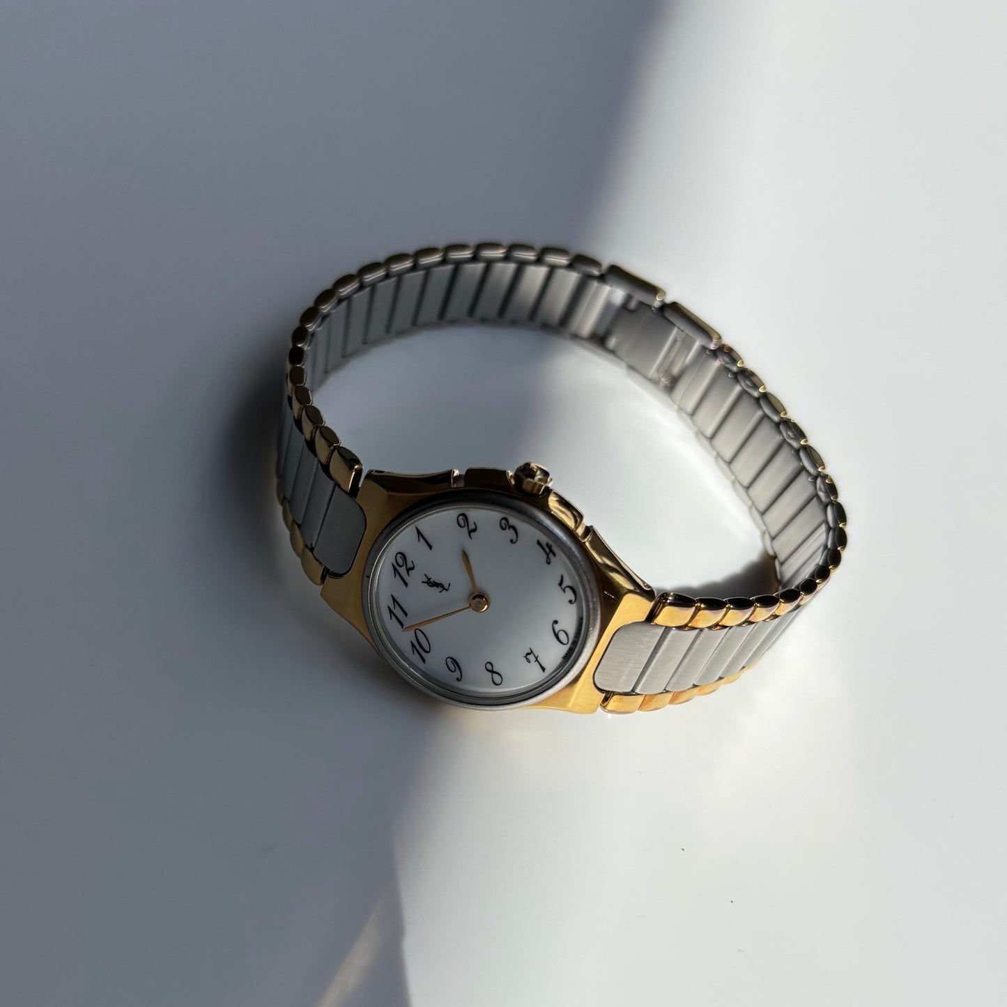 Yves Saint Laurent 1990s Round Dial Two Tone Watch
