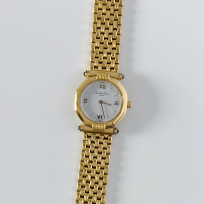 Dior 1990s Octagon Gold Plated Watch