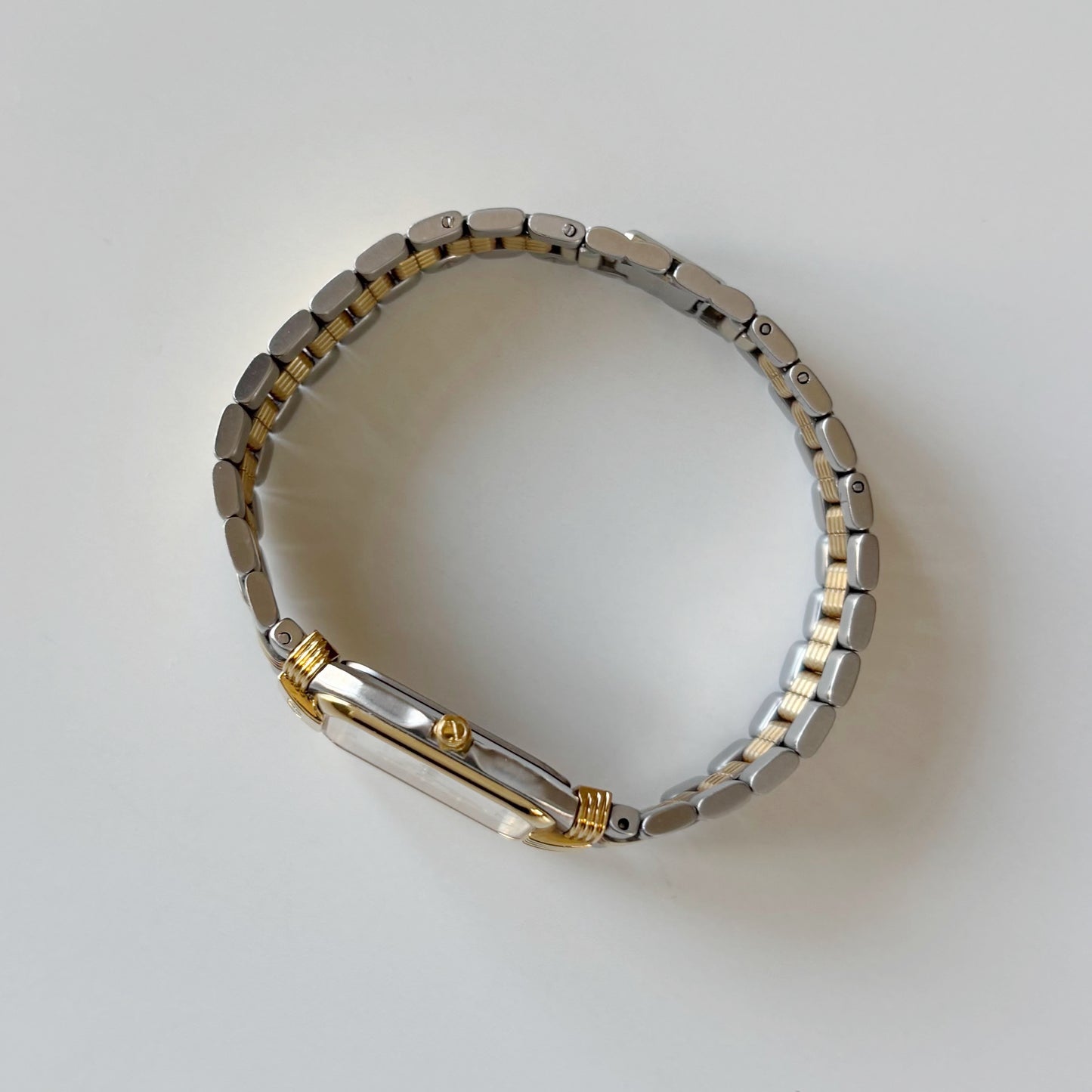 Dior 1980s Tank Two Tone Gold Plated Watch