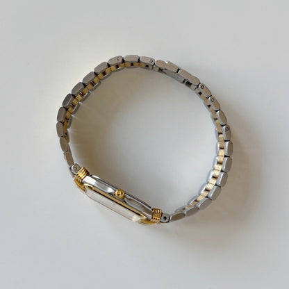 Dior 1980s Tank Two Tone Gold Plated Watch